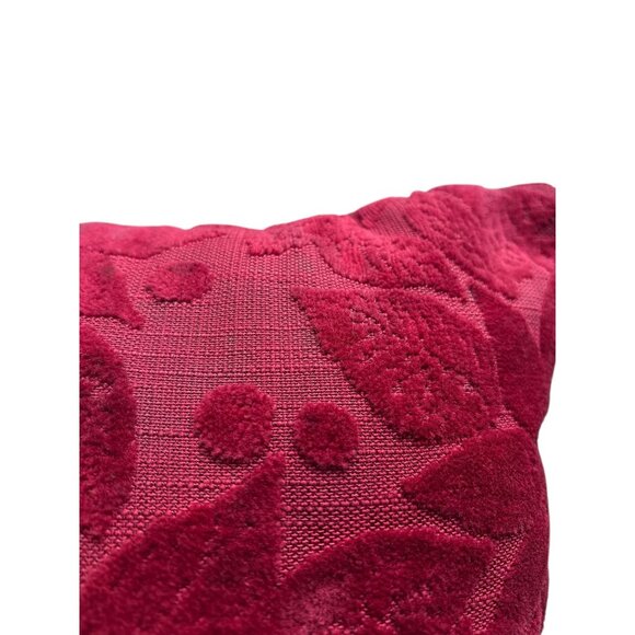 Throw Pillows Set Of 2 Decorative Red Floral 14"x14" Home Accent Velvet READ - Picture 4 of 4